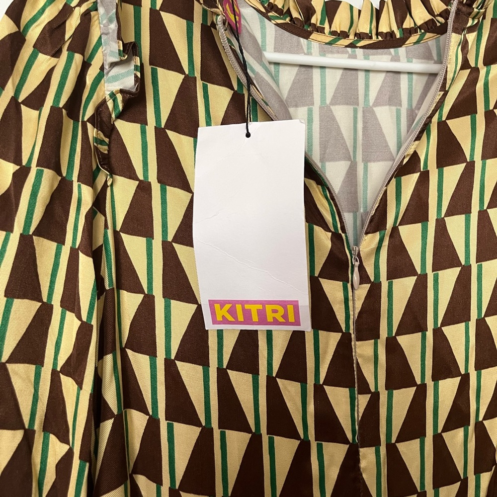 SOLD MRC NWT Kitri Savannah Chocolate Tile Print Viscose Midi Dress sz 6 (UK 10) - Picture 6 of 11